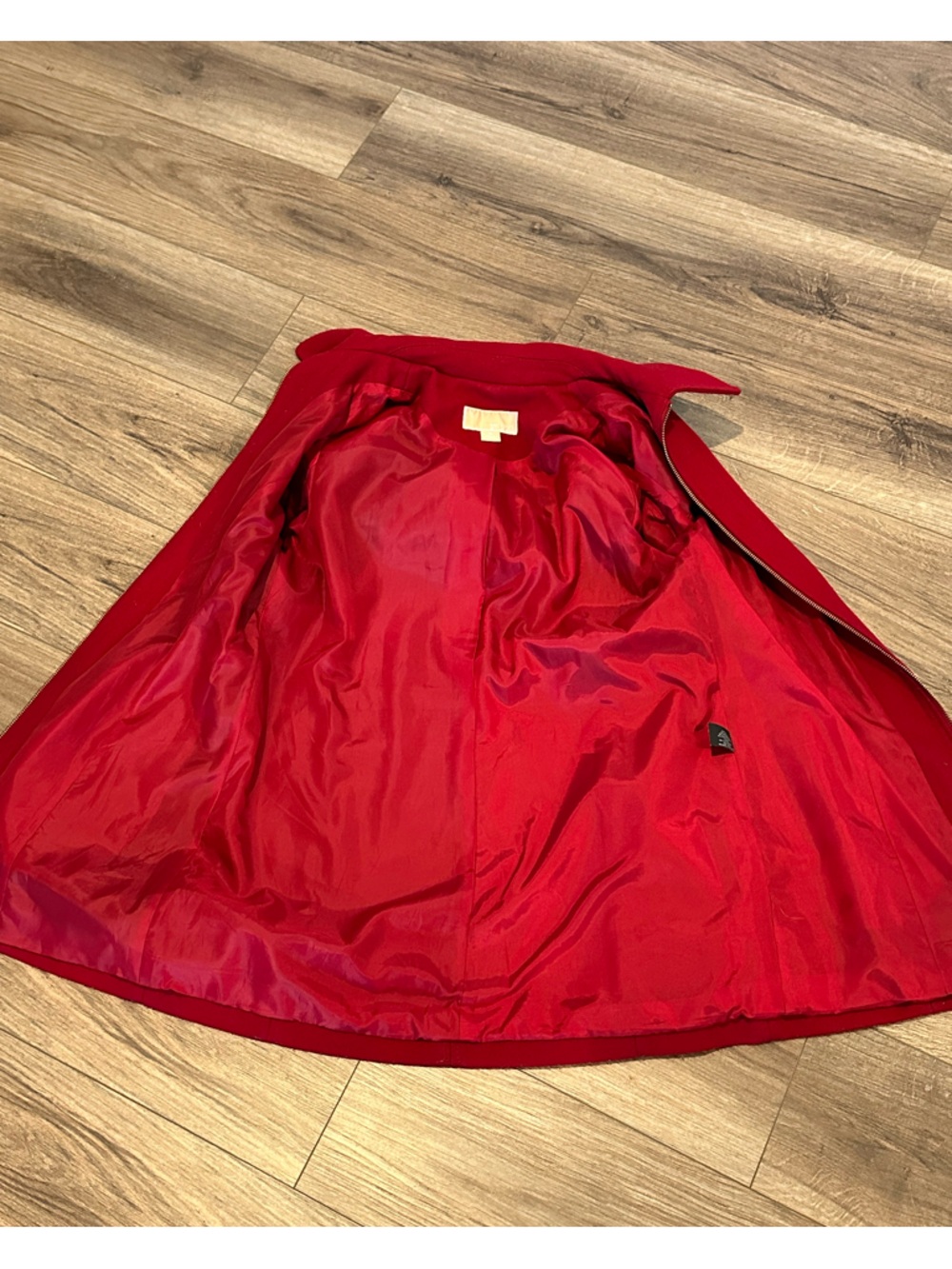 Michael Kors Red Zip-Front Pea Coat with Gold Hardware Size Medium - Picture 6 of 10